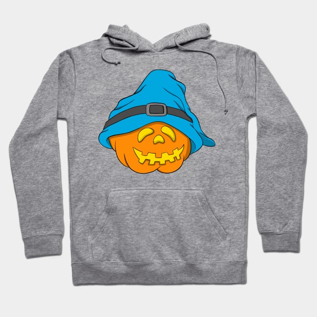 Slouchy Hat Halloween Pumpkin Blue Version Hoodie by Funky Chik’n